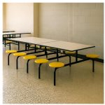 Mesa para Refeitório FIXA 10 Lugares MDP Branco de 25 mm – Assento AMARELO – 50105 VILLA Móveis para Escritório Fixo 10 Lugares 19