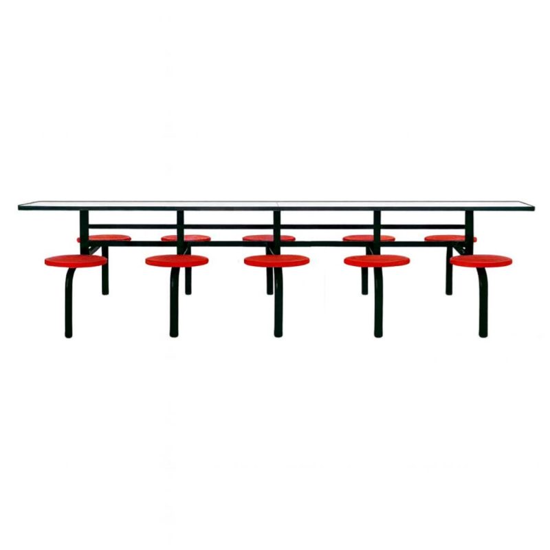 Mesa para Refeitório FIXA 10 Lugares MDP Branco de 25 mm – Assento VERMELHO – 50106 VILLA Móveis para Escritório Fixo 10 Lugares 4