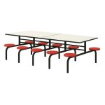 Mesa para Refeitório FIXA 10 Lugares MDP Branco de 25 mm – Assento VERMELHO – 50106 VILLA Móveis para Escritório Fixo 10 Lugares 11