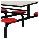 Mesa para Refeitório FIXA 10 Lugares MDP Branco de 25 mm – Assento VERMELHO – 50106 VILLA Móveis para Escritório Fixo 10 Lugares 15