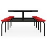 Mesa para Refeitório FIXA 10 Lugares MDP Branco de 25 mm – Assento VERMELHO – 50106 VILLA Móveis para Escritório Fixo 10 Lugares 16