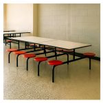 Mesa para Refeitório FIXA 10 Lugares MDP Branco de 25 mm – Assento VERMELHO – 50106 VILLA Móveis para Escritório Fixo 10 Lugares 19