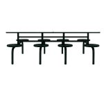 Mesa para Refeitório FIXA 8 Lugares MDP Branco de 25 mm – Assento PRETO – 50114 VILLA Móveis para Escritório Fixo 08 Lugares 12