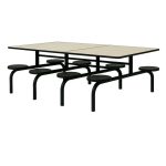 Mesa para Refeitório FIXA 8 Lugares MDP Branco de 25 mm – Assento PRETO – 50114 VILLA Móveis para Escritório Fixo 08 Lugares 11