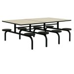 Mesa para Refeitório FIXA 8 Lugares MDP Branco de 25 mm – Assento PRETO – 50114 VILLA Móveis para Escritório Fixo 08 Lugares 15