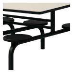 Mesa para Refeitório FIXA 8 Lugares MDP Branco de 25 mm – Assento PRETO – 50114 VILLA Móveis para Escritório Fixo 08 Lugares 16