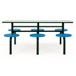Mesa para Refeitório FIXA 6 Lugares MDP Branco de 25 mm – Assento AZUL – 50201 VILLA Móveis para Escritório Fixo 06 Lugares 14