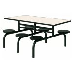 Mesa para Refeitório FIXA 6 Lugares MDP Branco de 25 mm – Assento PRETO – 50202 VILLA Móveis para Escritório Fixo 06 Lugares 11