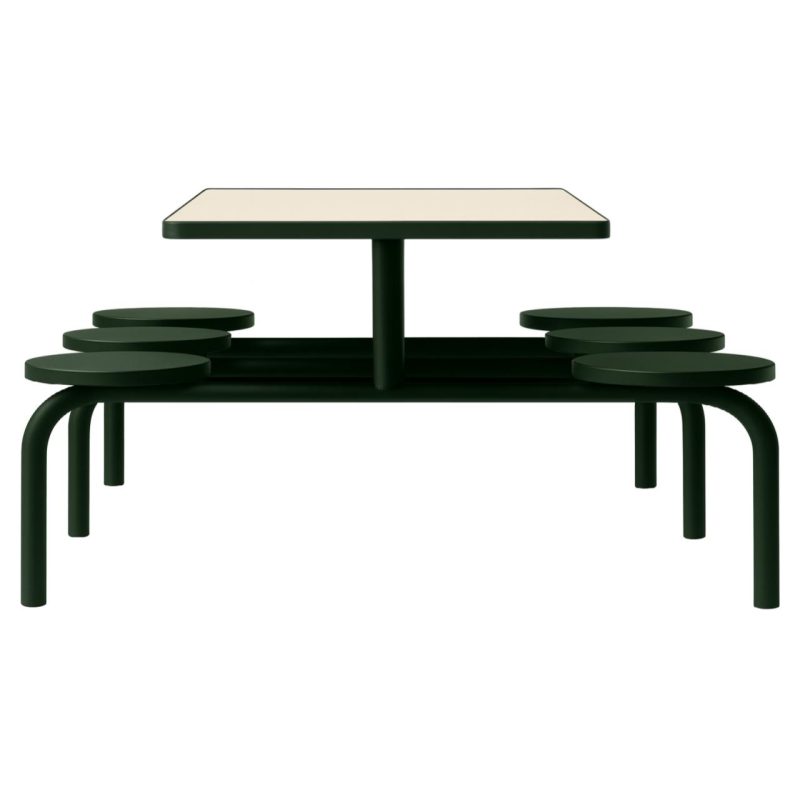 Mesa para Refeitório FIXA 6 Lugares MDP Branco de 25 mm – Assento PRETO – 50202 VILLA Móveis para Escritório Fixo 06 Lugares 5