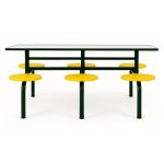 Mesa para Refeitório FIXA 6 Lugares MDP Branco de 25 mm – Assento AMARELO – 50203 VILLA Móveis para Escritório Fixo 06 Lugares 12