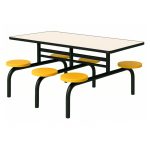 Mesa para Refeitório FIXA 6 Lugares MDP Branco de 25 mm – Assento AMARELO – 50203 VILLA Móveis para Escritório Fixo 06 Lugares 11
