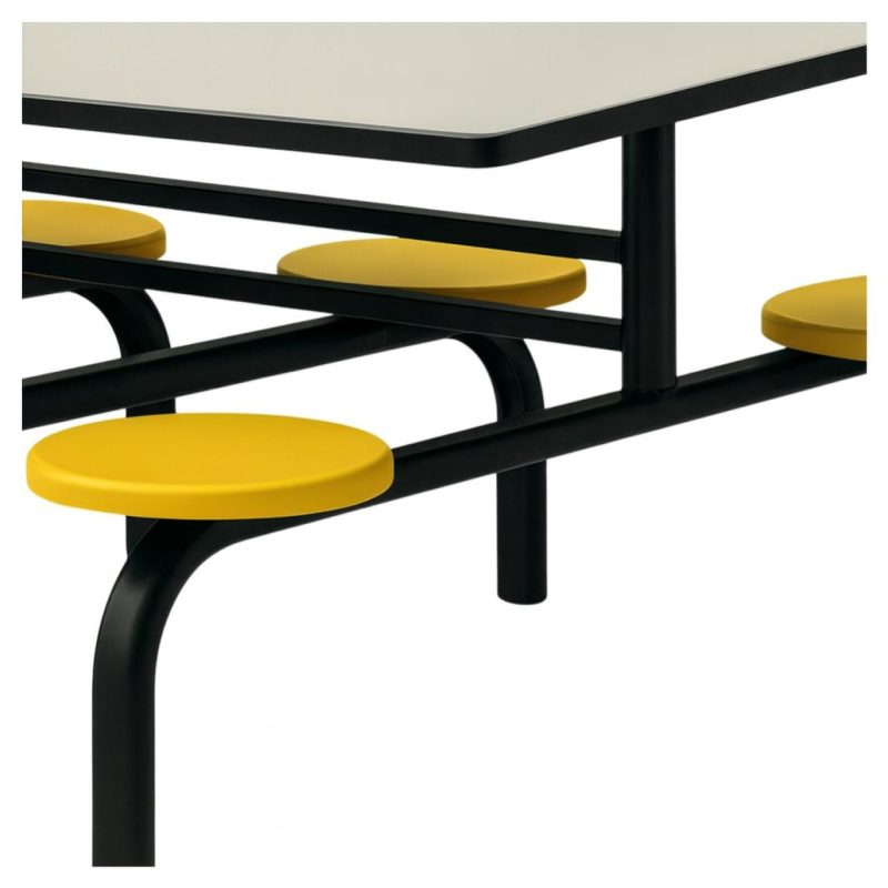 Mesa para Refeitório FIXA 6 Lugares MDP Branco de 25 mm – Assento AMARELO – 50203 VILLA Móveis para Escritório Fixo 06 Lugares 8