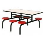 Mesa para Refeitório FIXA 6 Lugares MDP Branco de 25 mm – Assento VERMELHO – 50204 VILLA Móveis para Escritório Fixo 06 Lugares 11