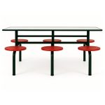 Mesa para Refeitório FIXA 6 Lugares MDP Branco de 25 mm – Assento VERMELHO – 50204 VILLA Móveis para Escritório Fixo 06 Lugares 12