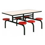 Mesa para Refeitório FIXA 6 Lugares MDP Branco de 25 mm – Assento VERMELHO – 50204 VILLA Móveis para Escritório Fixo 06 Lugares 15