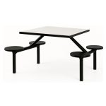 Mesa para Refeitório FIXA 4 Lugares MDP Branco de 25 mm – Assento PRETO – 50301 VILLA Móveis para Escritório Fixo 04 Lugares 15