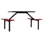 Mesa para Refeitório FIXA 4 Lugares MDP Branco de 25 mm – Assento VERMELHO – 50302 VILLA Móveis para Escritório Fixo 04 Lugares 13