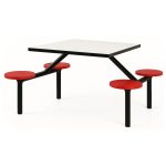 Mesa para Refeitório FIXA 4 Lugares MDP Branco de 25 mm – Assento VERMELHO – 50302 VILLA Móveis para Escritório Fixo 04 Lugares 15