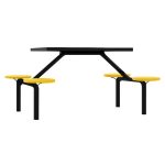 Mesa para Refeitório FIXA 4 Lugares MDP Branco de 25 mm – Assento AMARELO – 50303 VILLA Móveis para Escritório Fixo 04 Lugares 12