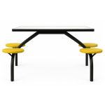 Mesa para Refeitório FIXA 4 Lugares MDP Branco de 25 mm – Assento AMARELO – 50303 VILLA Móveis para Escritório Fixo 04 Lugares 13
