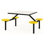 Mesa para Refeitório FIXA 4 Lugares MDP Branco de 25 mm – Assento AMARELO – 50303 VILLA Móveis para Escritório Fixo 04 Lugares 15