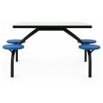 Mesa para Refeitório FIXA 4 Lugares MDP Branco de 25 mm – Assento AZUL – 50304 VILLA Móveis para Escritório Fixo 04 Lugares 12