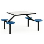Mesa para Refeitório FIXA 4 Lugares MDP Branco de 25 mm – Assento AZUL – 50304 VILLA Móveis para Escritório Fixo 04 Lugares 11