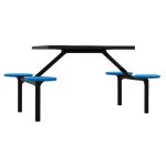 Mesa para Refeitório FIXA 4 Lugares MDP Branco de 25 mm – Assento AZUL – 50304 VILLA Móveis para Escritório Fixo 04 Lugares 13