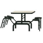 Mesa para Refeitório ESCAMOTEÁVEL 04 Lugares MDP Branco de 25 mm – Assento PRETO – 50401 VILLA Móveis para Escritório Escamoteável 04 Ludares 12
