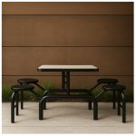 Mesa para Refeitório ESCAMOTEÁVEL 04 Lugares MDP Branco de 25 mm – Assento PRETO – 50401 VILLA Móveis para Escritório Escamoteável 04 Ludares 22