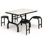 Mesa para Refeitório ESCAMOTEÁVEL 04 Lugares MDP Branco de 25 mm – Assento PRETO – 50401 VILLA Móveis para Escritório Escamoteável 04 Ludares 11