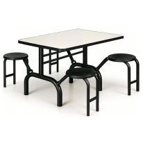 Mesa para Refeitório ESCAMOTEÁVEL 04 Lugares MDP Branco de 25 mm - Assento PRETO - 50401