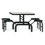 Mesa para Refeitório ESCAMOTEÁVEL 04 Lugares MDP Branco de 25 mm – Assento PRETO – 50401 VILLA Móveis para Escritório Escamoteável 04 Ludares 15