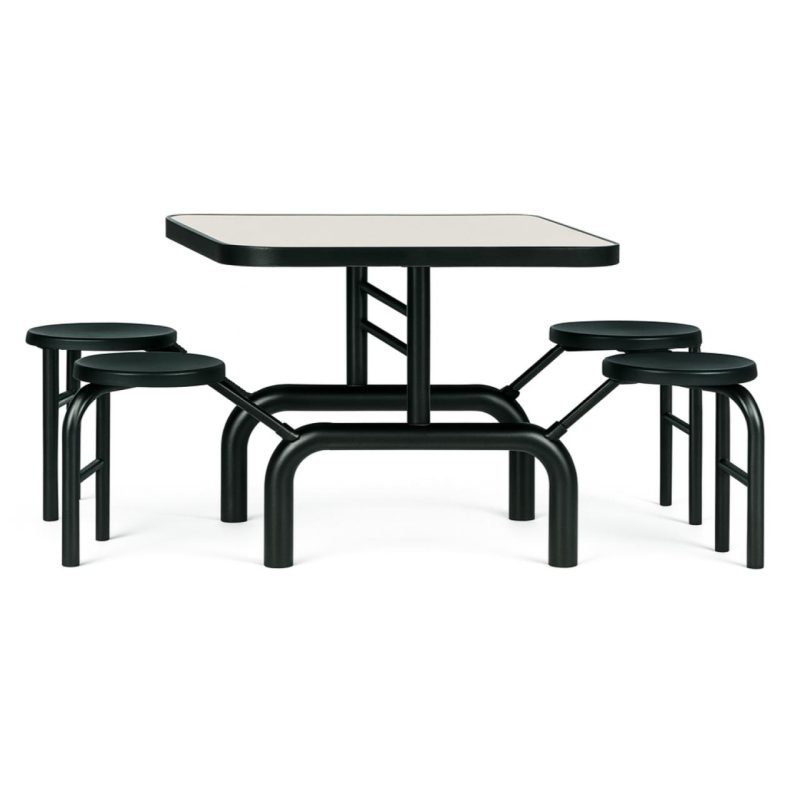 Mesa para Refeitório ESCAMOTEÁVEL 04 Lugares MDP Branco de 25 mm – Assento PRETO – 50401 VILLA Móveis para Escritório Escamoteável 04 Ludares 7