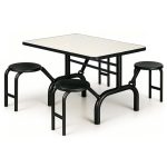 Mesa para Refeitório ESCAMOTEÁVEL 04 Lugares MDP Branco de 25 mm – Assento PRETO – 50401 VILLA Móveis para Escritório Escamoteável 04 Ludares 16