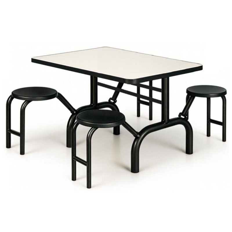 Mesa para Refeitório ESCAMOTEÁVEL 04 Lugares MDP Branco de 25 mm – Assento PRETO – 50401 VILLA Móveis para Escritório Escamoteável 04 Ludares 8