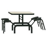Mesa para Refeitório ESCAMOTEÁVEL 04 Lugares MDP Branco de 25 mm – Assento PRETO – 50401 VILLA Móveis para Escritório Escamoteável 04 Ludares 17