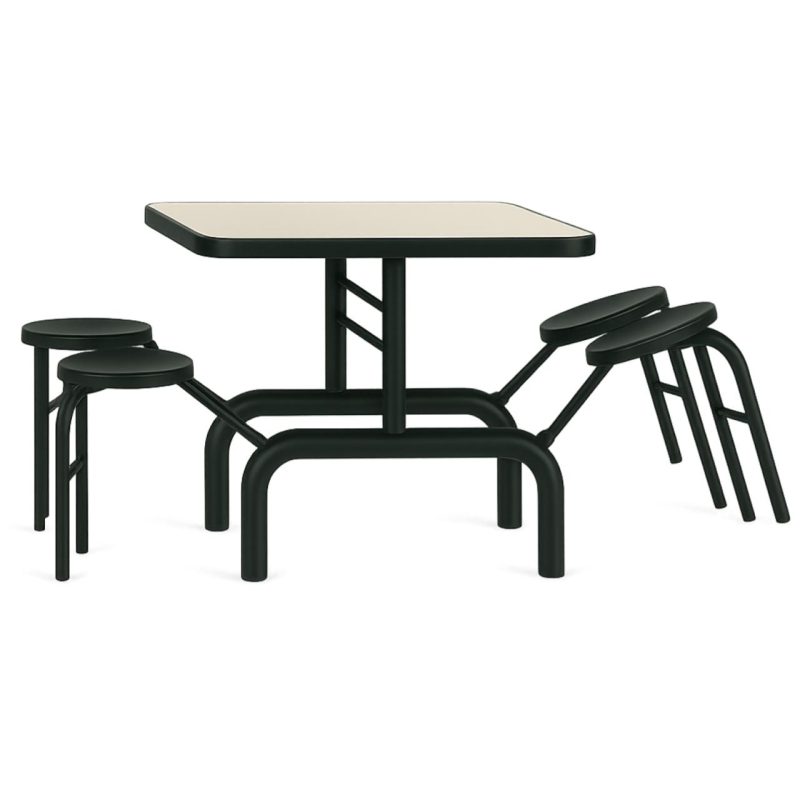 Mesa para Refeitório ESCAMOTEÁVEL 04 Lugares MDP Branco de 25 mm – Assento PRETO – 50401 VILLA Móveis para Escritório Escamoteável 04 Ludares 9