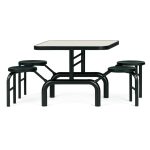 Mesa para Refeitório ESCAMOTEÁVEL 04 Lugares MDP Branco de 25 mm – Assento PRETO – 50401 VILLA Móveis para Escritório Escamoteável 04 Ludares 18