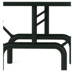 Mesa para Refeitório ESCAMOTEÁVEL 04 Lugares MDP Branco de 25 mm – Assento PRETO – 50401 VILLA Móveis para Escritório Escamoteável 04 Ludares 20