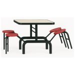 Mesa para Refeitório ESCAMOTEÁVEL 04 Lugares MDP Branco de 25 mm – Assento VERMELHO – 50402 VILLA Móveis para Escritório Escamoteável 04 Ludares 17