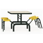 Mesa para Refeitório ESCAMOTEÁVEL 04 Lugares MDP Branco de 25 mm – Assento AMARELO – 50403 VILLA Móveis para Escritório Escamoteável 04 Ludares 12