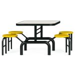 Mesa para Refeitório ESCAMOTEÁVEL 04 Lugares MDP Branco de 25 mm – Assento AMARELO – 50403 VILLA Móveis para Escritório Escamoteável 04 Ludares 17