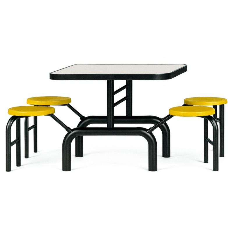 Mesa para Refeitório ESCAMOTEÁVEL 04 Lugares MDP Branco de 25 mm – Assento AMARELO – 50403 VILLA Móveis para Escritório Escamoteável 04 Ludares 9