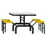 Mesa para Refeitório ESCAMOTEÁVEL 04 Lugares MDP Branco de 25 mm – Assento AMARELO – 50403 VILLA Móveis para Escritório Escamoteável 04 Ludares 18