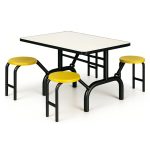 Mesa para Refeitório ESCAMOTEÁVEL 04 Lugares MDP Branco de 25 mm – Assento AMARELO – 50403 VILLA Móveis para Escritório Escamoteável 04 Ludares 20