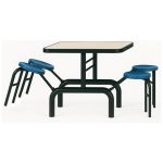 Mesa para Refeitório ESCAMOTEÁVEL 04 Lugares MDP Branco de 25 mm – Assento AZUL – 50404 VILLA Móveis para Escritório Escamoteável 04 Ludares 12
