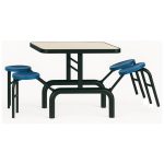 Mesa para Refeitório ESCAMOTEÁVEL 04 Lugares MDP Branco de 25 mm – Assento AZUL – 50404 VILLA Móveis para Escritório Escamoteável 04 Ludares 16