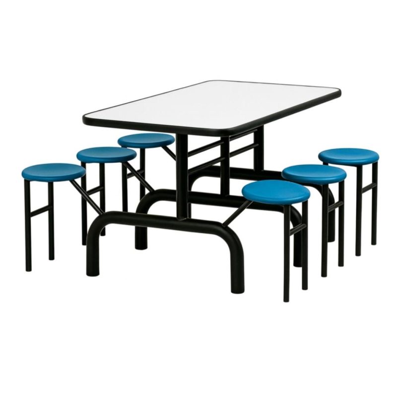 Mesa para Refeitório ESCAMOTEÁVEL 06 Lugares MDP Branco de 25 mm – Assento AZUL – 50601 VILLA Móveis para Escritório Escamoteável 06 Lugares 7