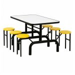 Mesa para Refeitório ESCAMOTEÁVEL 06 Lugares MDP Branco de 25 mm – Assento AMARELO – 50602 VILLA Móveis para Escritório Escamoteável 06 Lugares 11